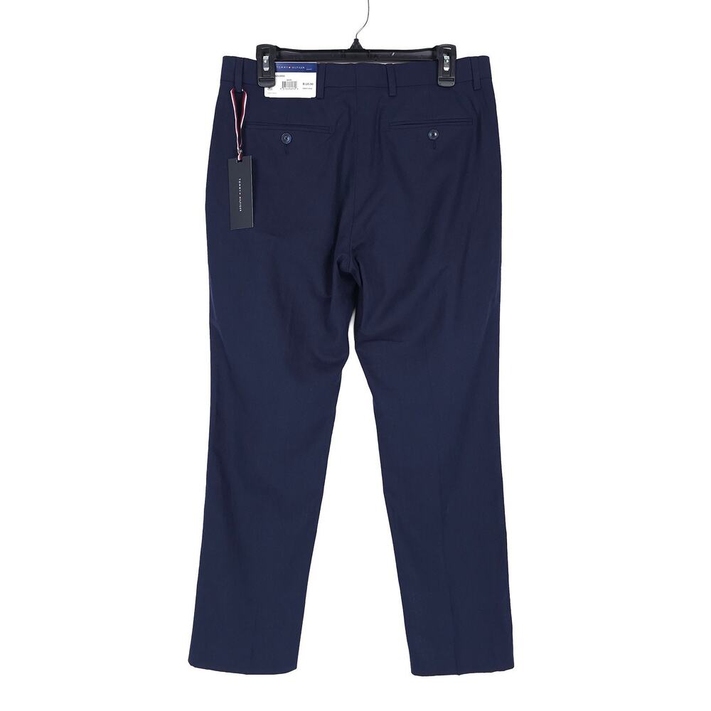 Tommy Hilfiger Mens Modern Fit Dress Pants 44x30 Navy Solid Linen Cotton Blend - Picture 6 of 11